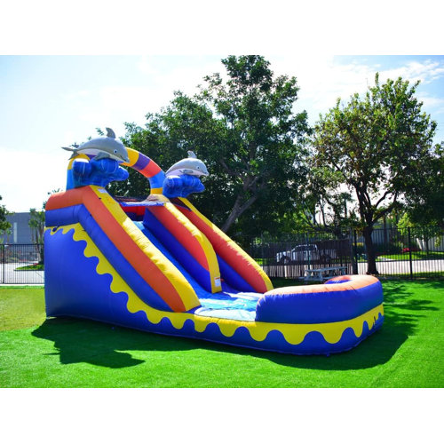 JumpOrange 14 FT Dolphin Splash Commercial Grade Water Slide with
